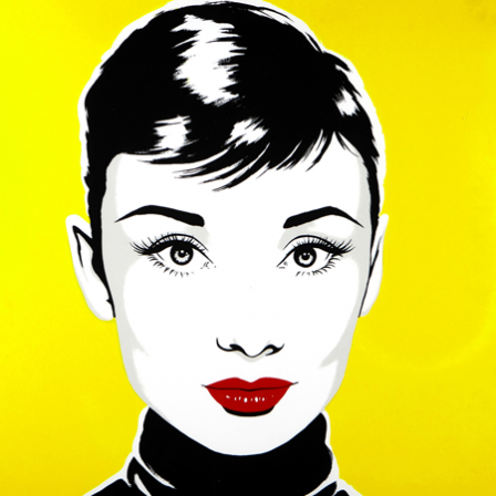 stickers interrupteur pop art Audrey sur fond jaune