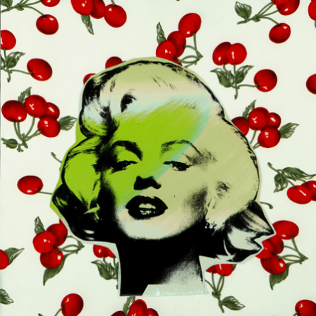 stickers interrupteur pop art Marilyn sur motif cerises