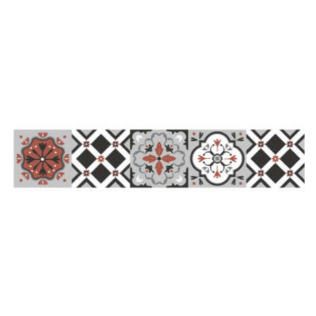 Stickers Escalier - Carreaux de ciment - Ocre rouge et gris