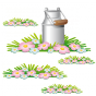 Stickers déco champêre - fleurs des champs et pot à lait