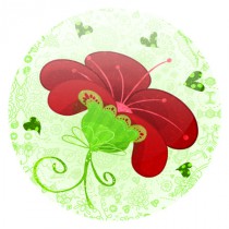 Badge fleur verte