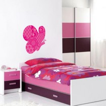 Stickers Papillon Rose