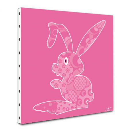 Tableau toile Lapin rose