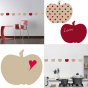 Stickers Home Déco -  Apple Sweet - Beige - Coeur rouge