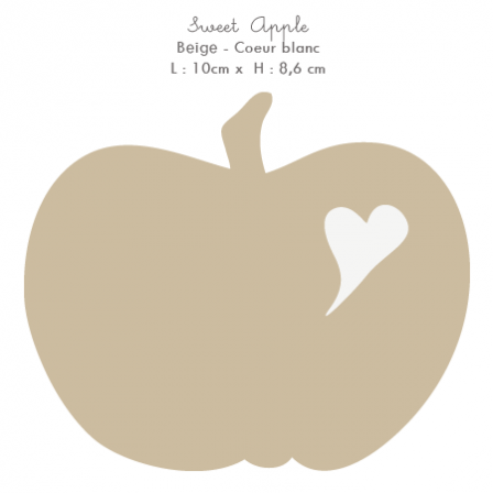 Stickers Home Déco - Apple Sweet - Beige - Coeur blanc