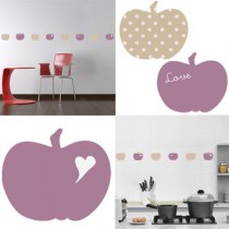 Stickers Home Déco - Apple Sweet - Mauve - Coeur blanc