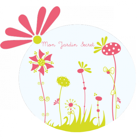Stickers Sweet Graphique - Mon Jardin Secret - Fond bleu - Oval