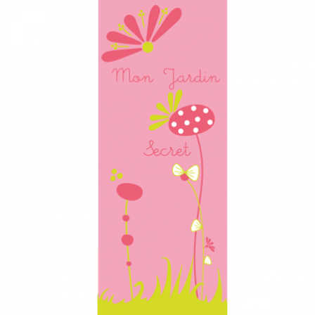Stickers porte - Mon Jardin Secret - Fond Rose