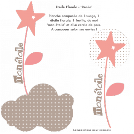 Stickers Sweet Graphique -  Etoile Florale - Rosee