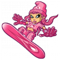 Stickers Pink snowboard girl