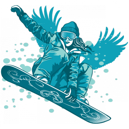 Stickers Snowboarding girl and wings