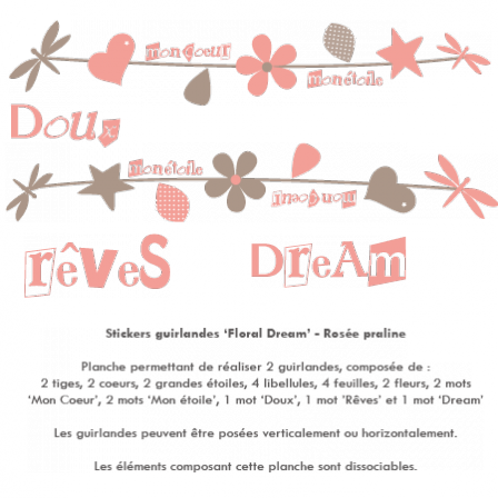 Stickers Sweet Graphique - Guirlandes Floral Dream - Rosée praline