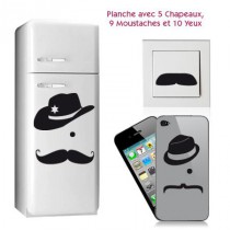 Stickers Cinéma Chapeau et Moustache