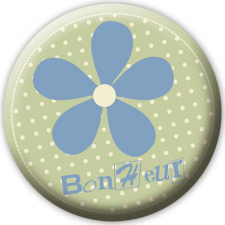 Badge Bonheur - Bleu olive