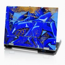 stickers PC horizontal graffiti arabesques bleues