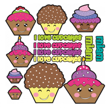 Stickers cupcakes party 
