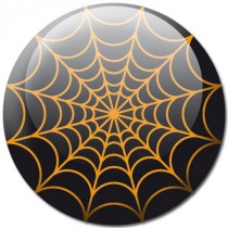 Badge Halloween toile araignée orange