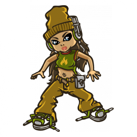 Stickers Hip hop girl and mp3