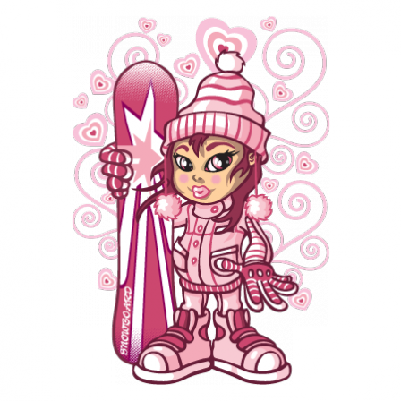 Stickers Snowboard girl and hearts