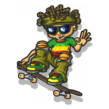 Stickers Reggae boy skateboarding