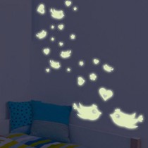 Stickers Coeur Oiseaux Luminescent