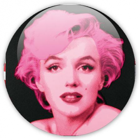 badge pop art Marilyn sur fond noir