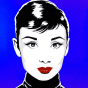 stickers interrupteur pop art Audrey sur fond bleu