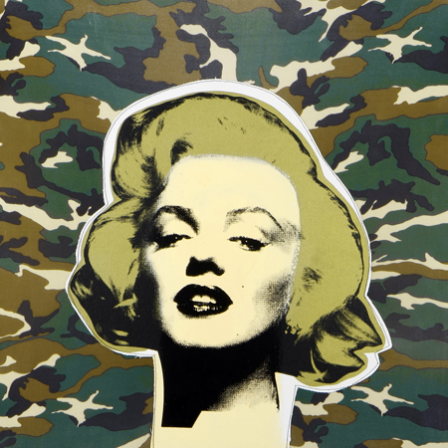 stickers interrupteur pop art Marilyn sur motif camouflage