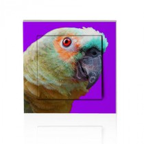 stickers interrupteur pop art perroquet sur fond violet