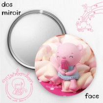 miroir de poche ourson rose