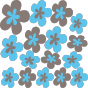 Stickers Fleurs design bleu marron