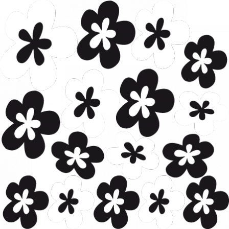Stickers Fleurs design blanc noir