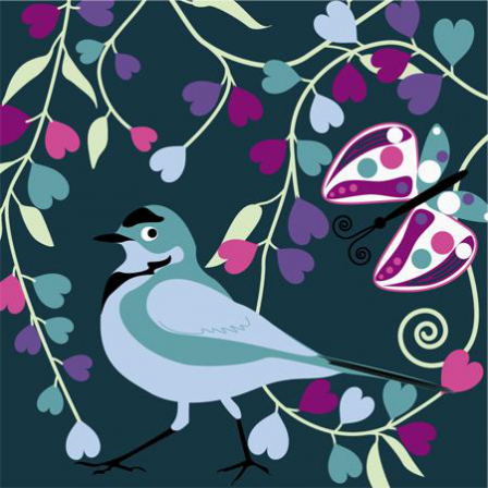 Poster Oiseau bleu qui marche collection nature 2