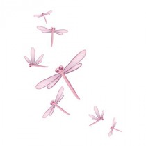 Stickers auto envolée de libellules rose poudré - Féeriz