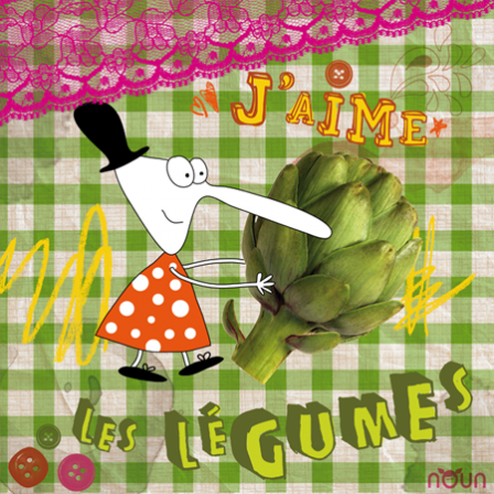 Stickers lave vaisselle Jaime les legumes vert