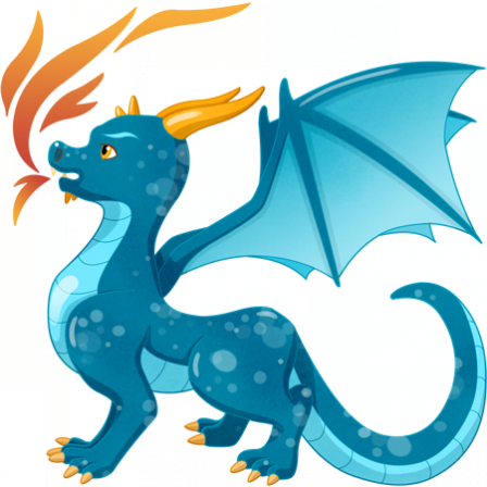 Stickers Dragon bleu avec flammes