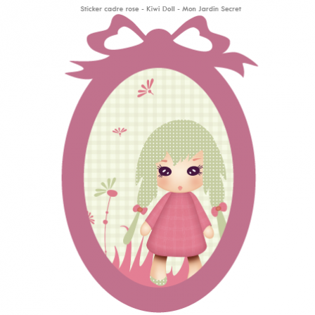 Stickers cadre -  Kiwi Doll - Mon Jardin Secret - Cadre rose