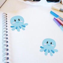 stickers quatre poulpes bleus