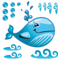 Stickers baleine bleue adorable