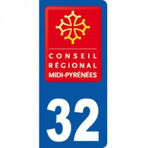 Stickers plaque 32 Midi Pyrénées