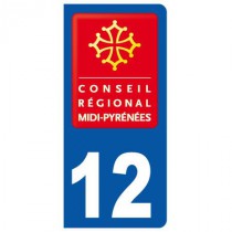Stickers plaque 12 Midi Pyrénées