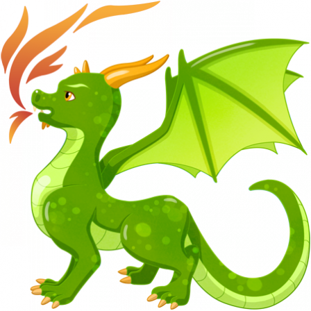Stickers dragon vert avec flammes