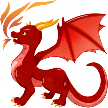 Stickers dragon rouge avec flammes