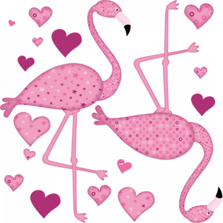 Stickers Amour de Flamant Rose