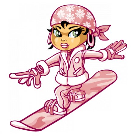 Stickers Pink snowboarding girl