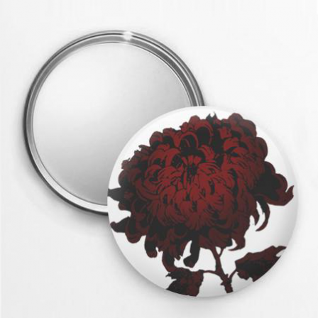 Miroir de poche Chrysanthème rouge