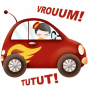 Stickers Roulez Petits Bolides-Voiture rouge