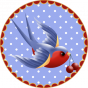 badge -Les tattoos- Cherry Blue Bird