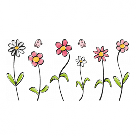 stickers fleurs et papillons