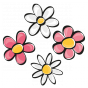 stickers fleurs blanches et roses